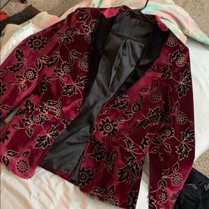 ASOS Burgundy Suit Jacket w/ Flowers